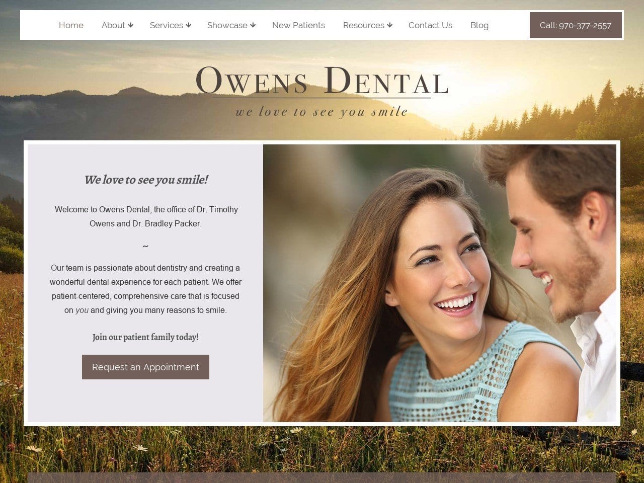 Fort Collins Dentist Website Screenshot from owensdds.com