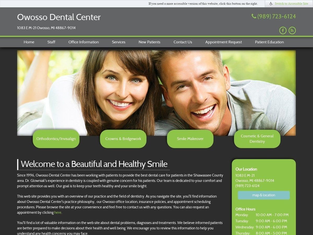 Owosso Dental Center Website Screenshot from owossodentalcenter.com