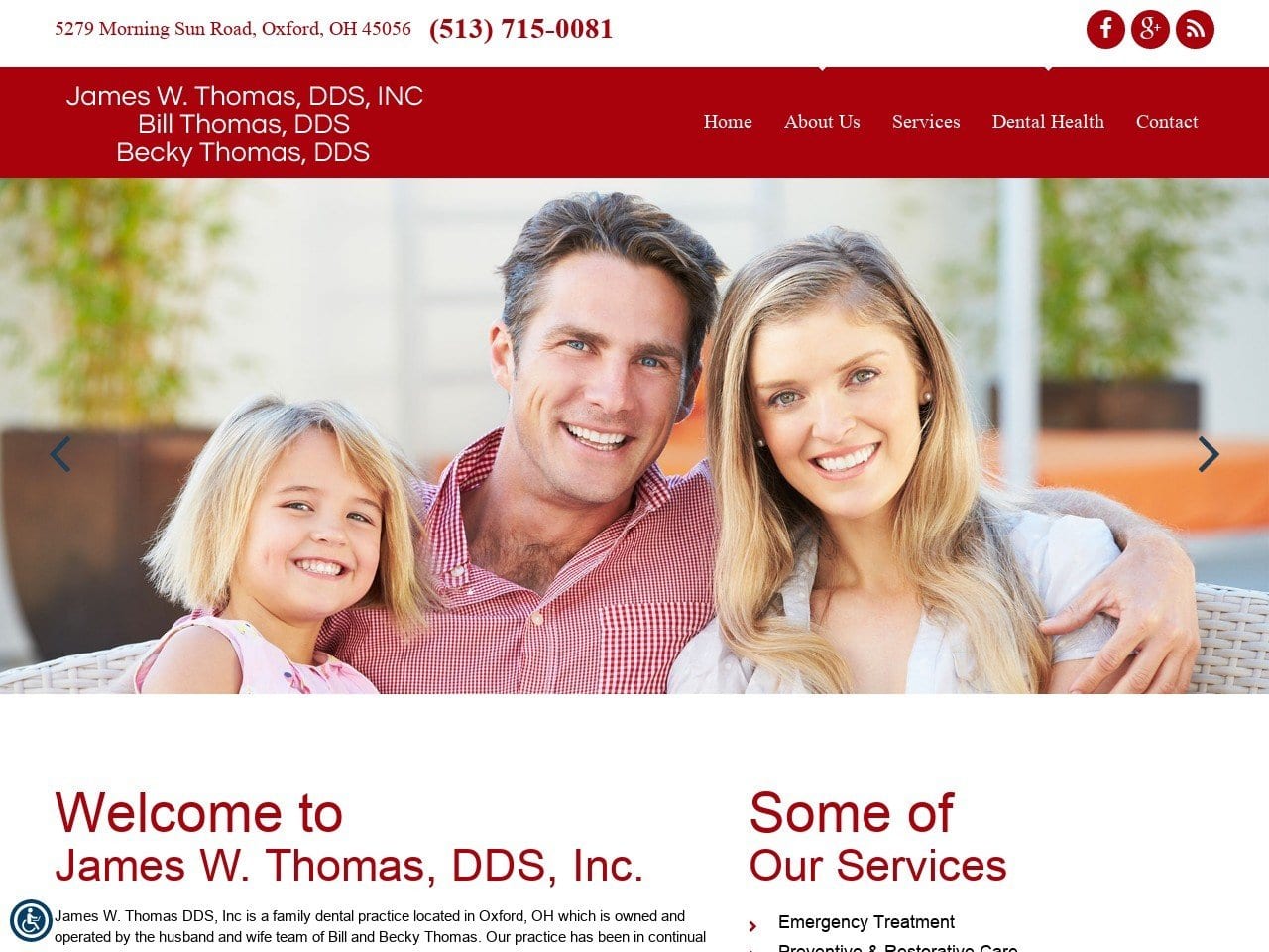 James W Thomas Inc Website Screenshot from oxforddentalctr.com