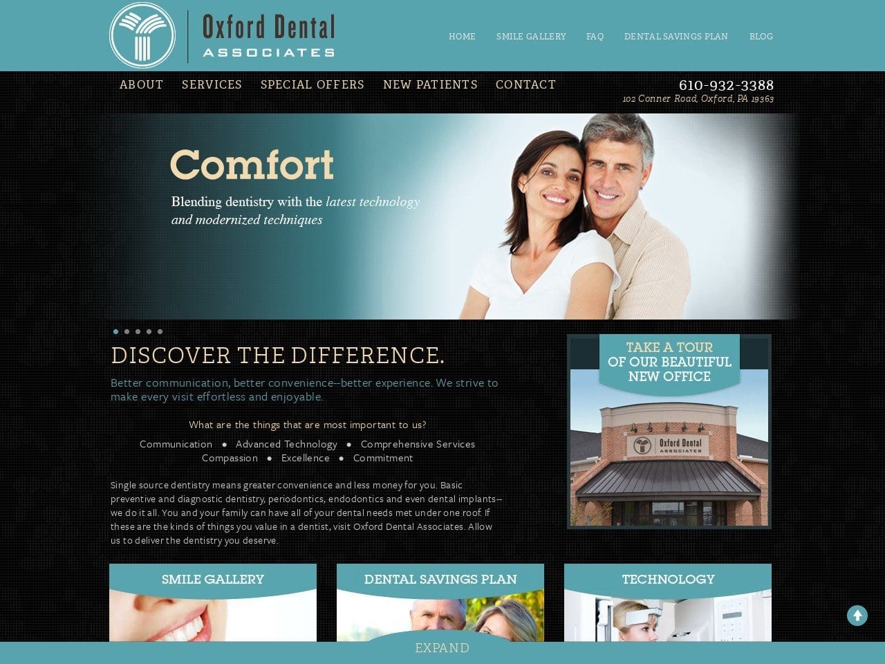 Oxford Dental Associates Website Screenshot from oxfordsmiles.com