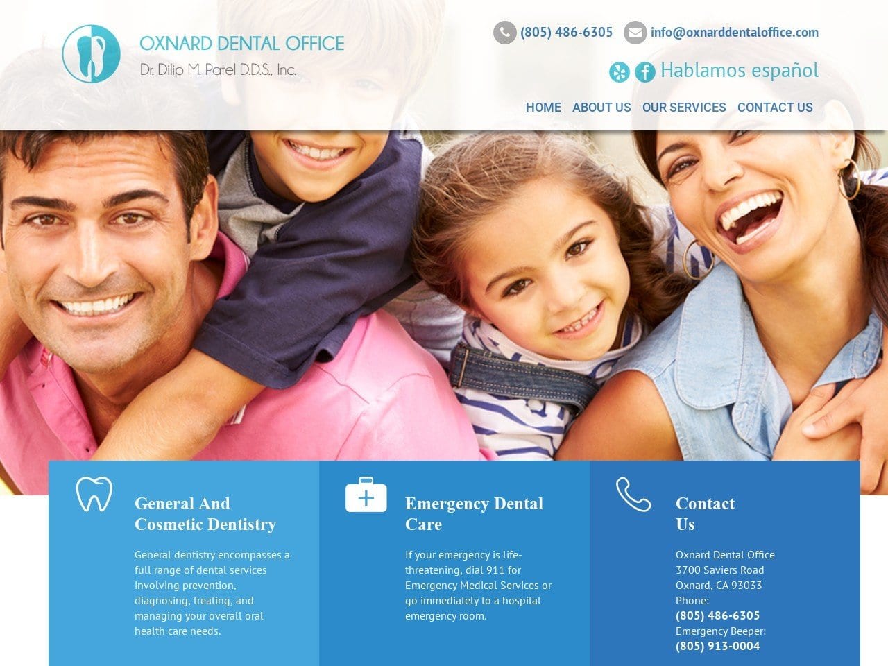 Oxnard Dental Office Website Screenshot from oxnarddentaloffice.com