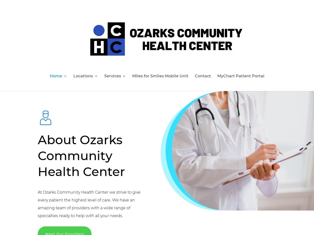 Ozarks Community Health Center Website Screenshot from ozarkschc.com