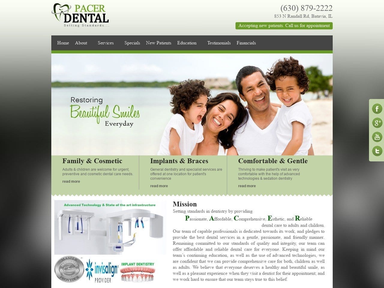 Pacer Dental P.C. Website Screenshot from pacerdentalpc.com