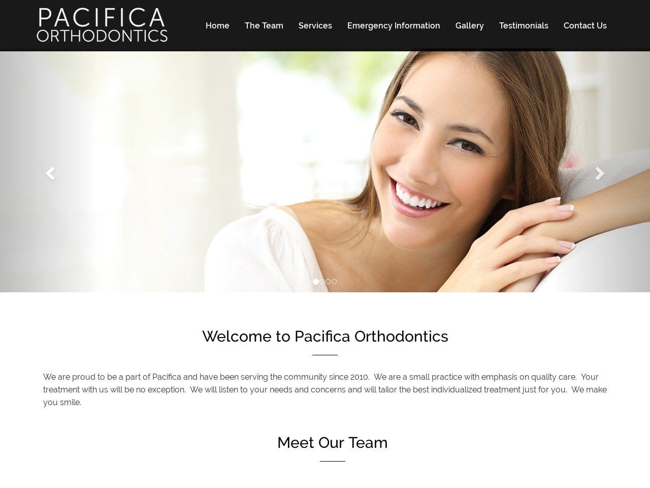 Pacifica Orthodontics Website Screenshot from pacificaorthodontics.com