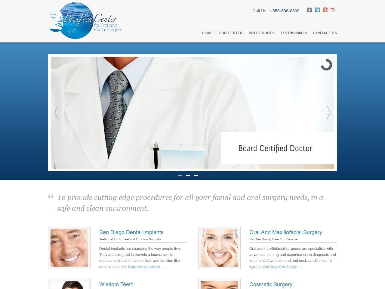 San Diego Dental Implants | Mirwais Hussainy Website Screenshot from pacificasurgerycenter.com