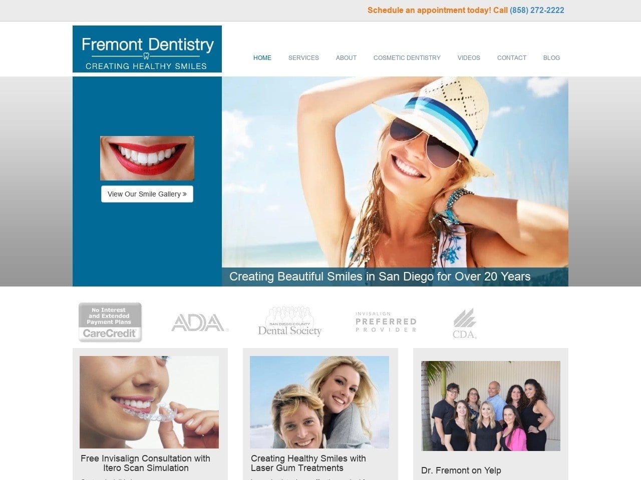 Fremont Dentist Website Screenshot from pacificbeachsmile.com