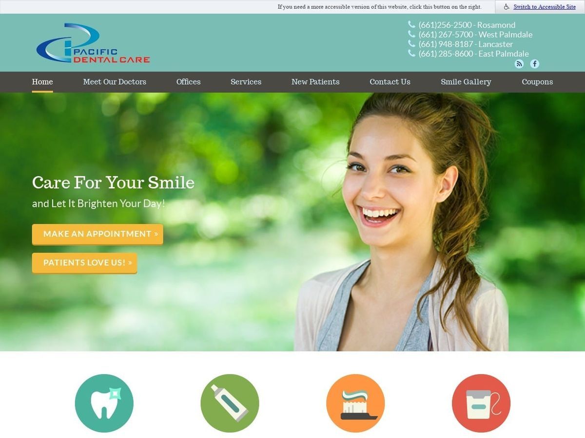 Pacific Dental Website Screenshot from pacificdental.com