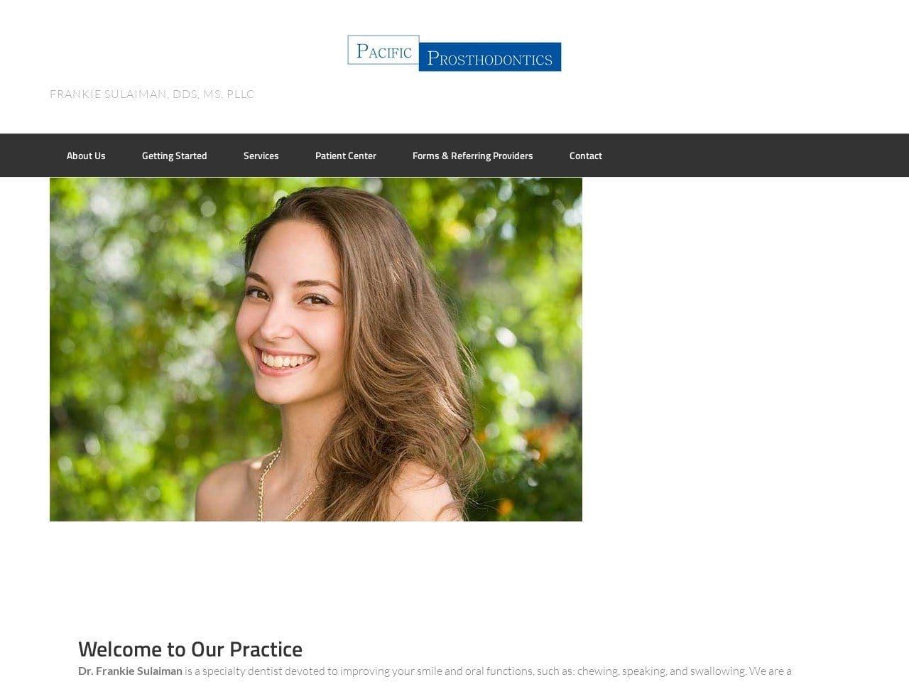 Pacific Prosthodontics Website Screenshot from pacificprosthodontics.com