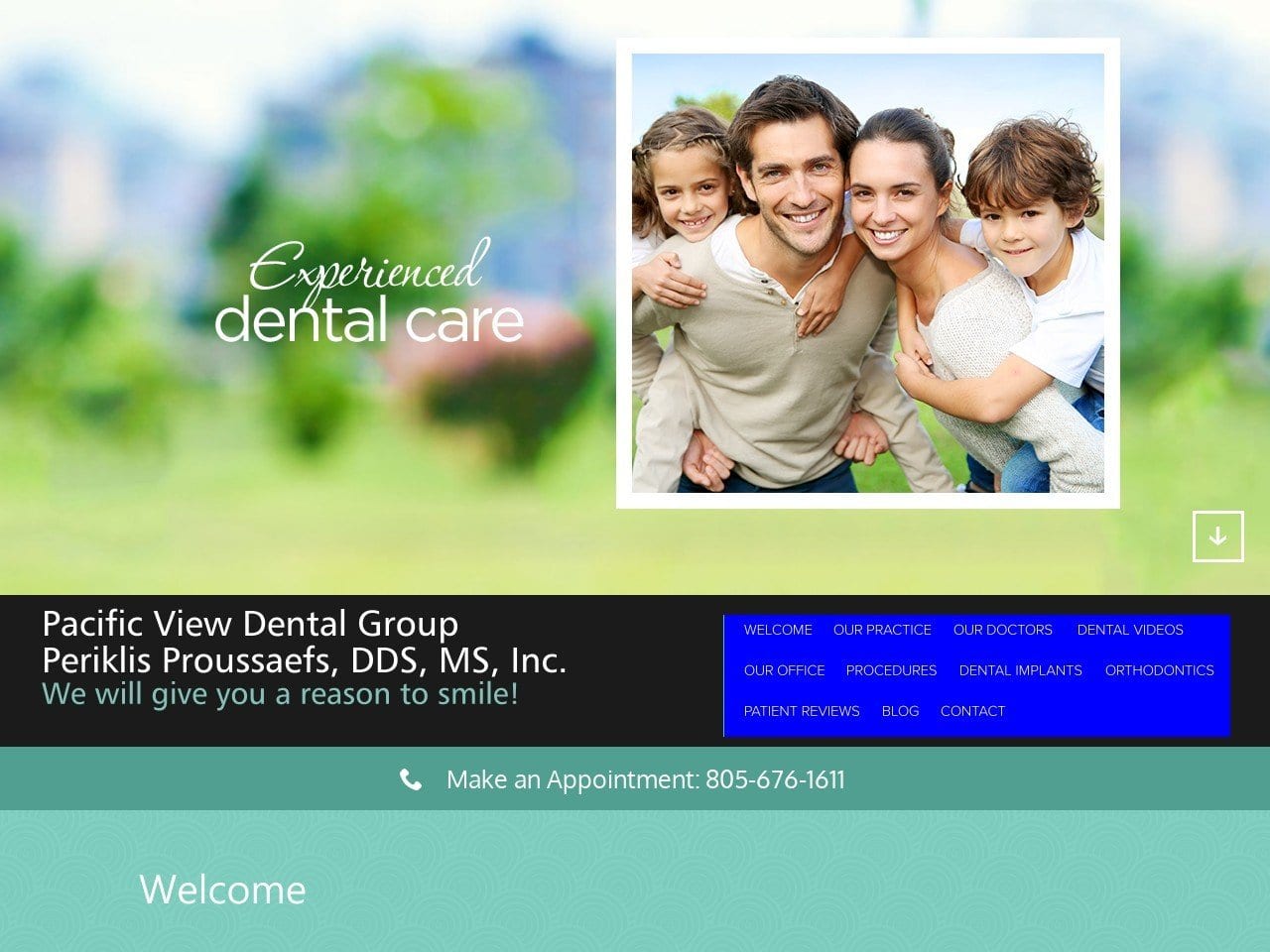 Pacific View Dental Group Website Screenshot from pacificviewdentist.com