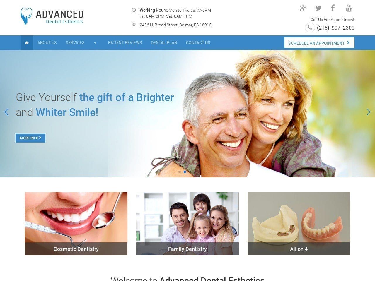 Advanced Dental Esthetics Website Screenshot from pafamilydentist.com