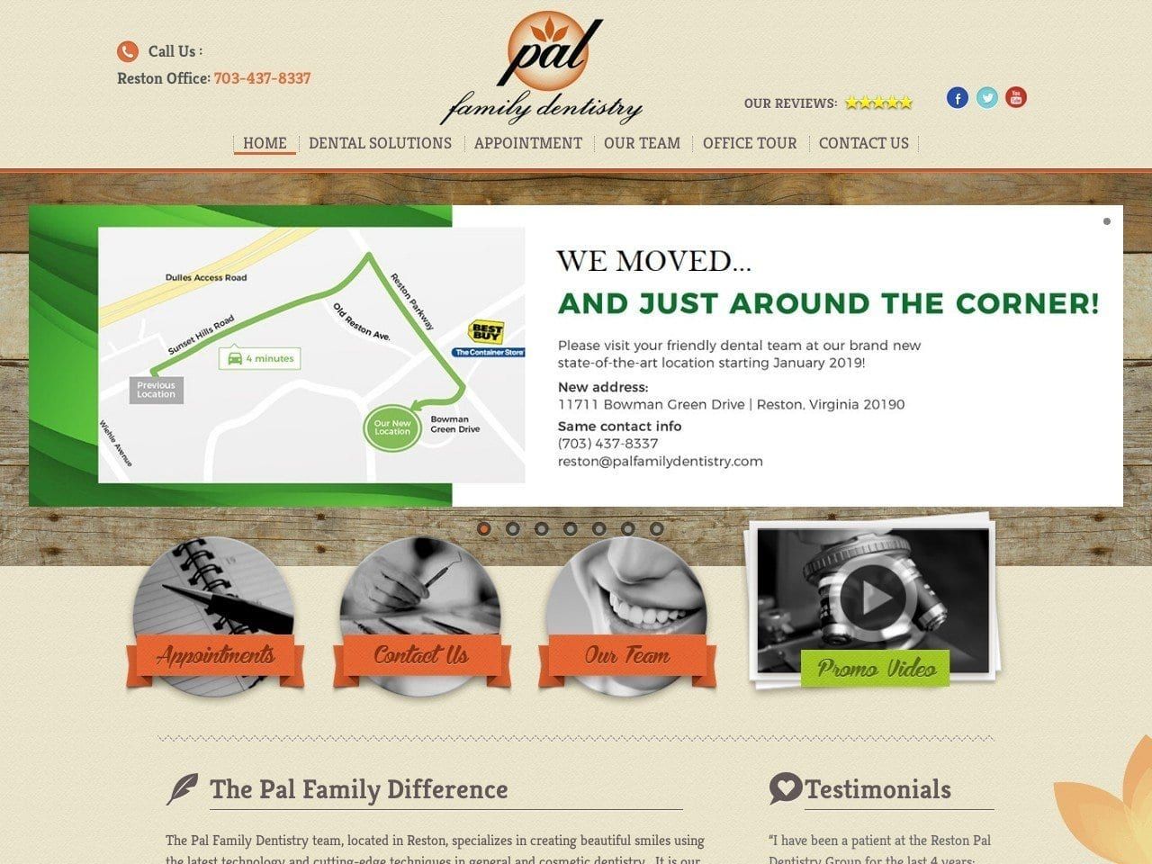 Pal Family Dentistry Website Screenshot from palfamilydentistry.com