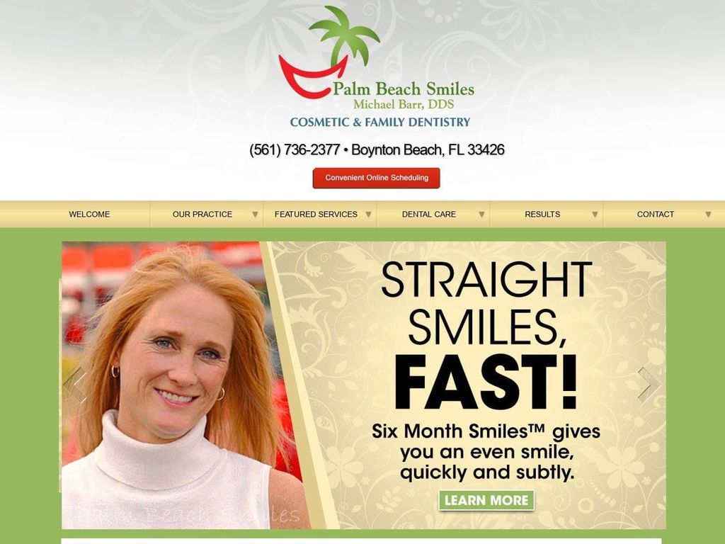 Palm Beach Smiles Michael I. Barr DDS Website Screenshot from palmbeach-smiles.com