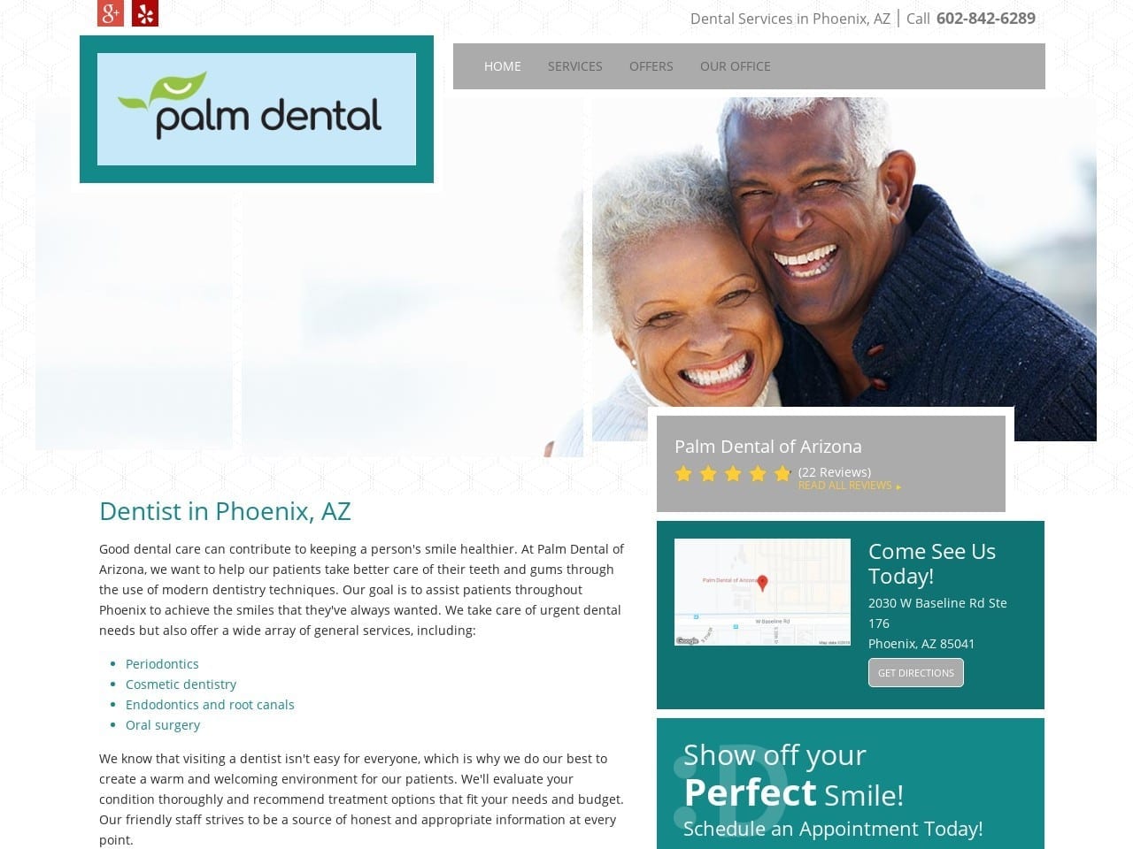 Palm Dental Pllc Website Screenshot from palmdentalaz.com