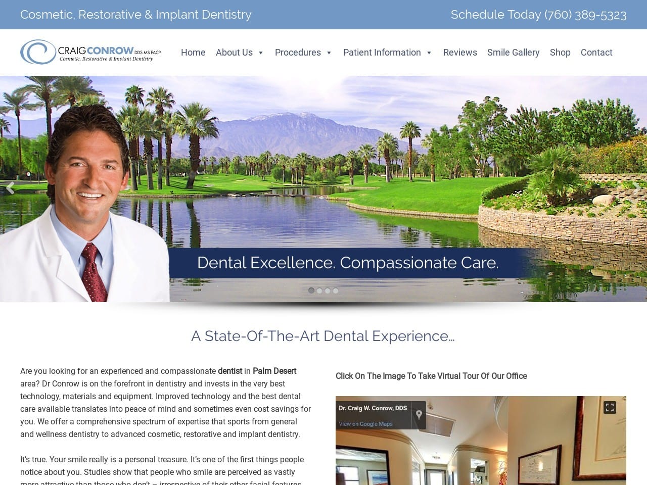 Dr. Craig W. Conrow DDS Website Screenshot from palmdesertdentist.com