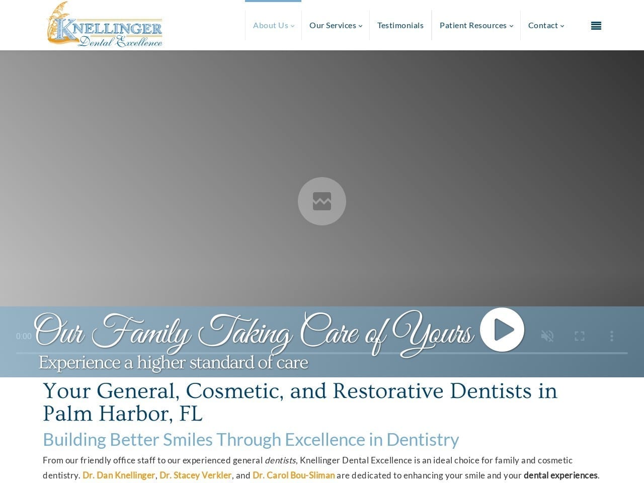 Knellinger Dental Excellence Website Screenshot from palmharbordentistry.com