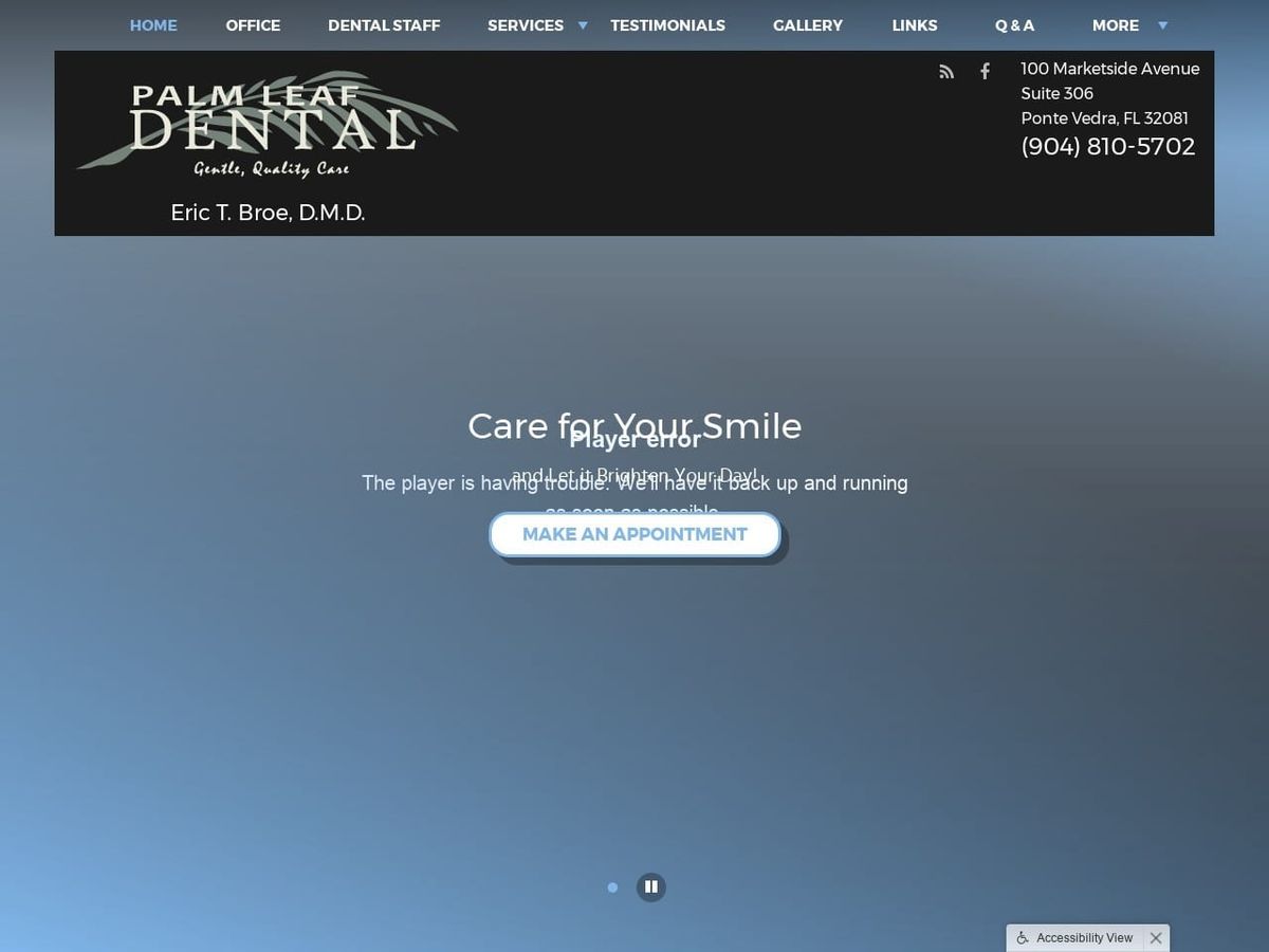 Palm Leaf Dental Website Screenshot from palmleafdental.com