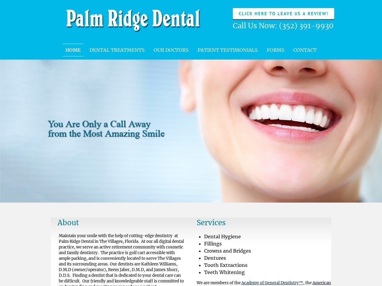 Palm Ridge Dental Website Screenshot from palmridgedental.net