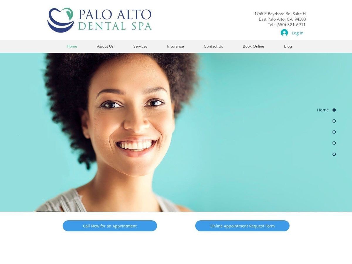 Palo Alto Dental Spa Website Screenshot from paloaltodentalspa.com