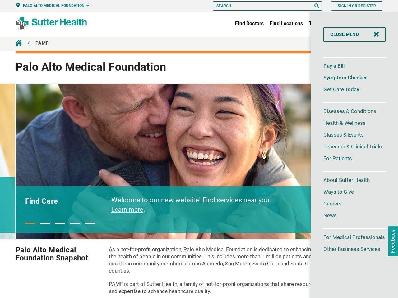 James Page Md Website Screenshot from pamf.org