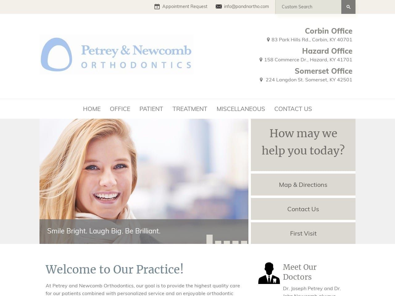 Petrey Orthodontics Website Screenshot from pandnortho.com