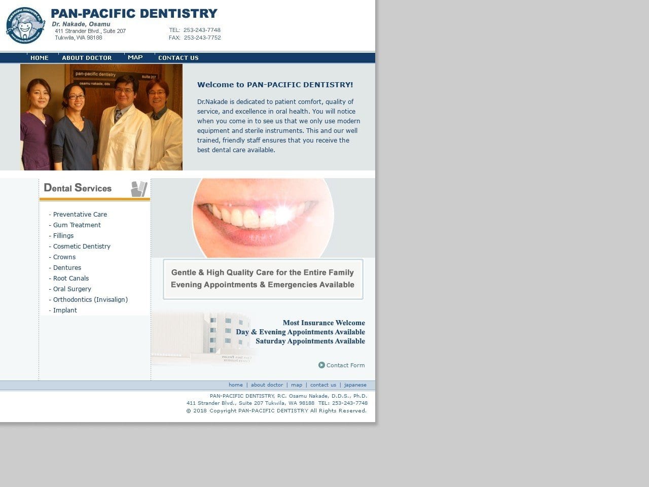 Pan Website Screenshot from panpacificdentistry.com