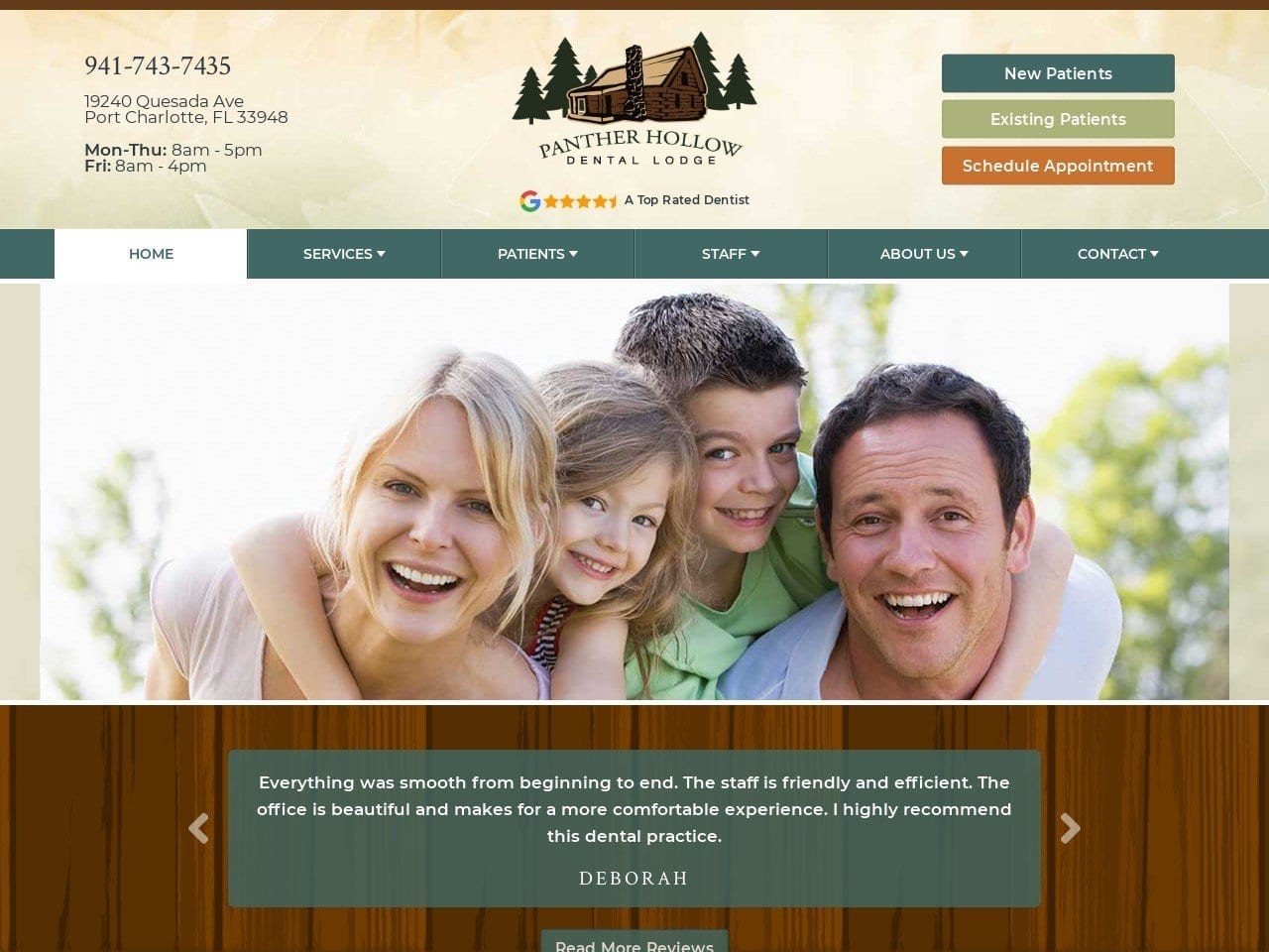 Panther Hollow Dental Lodge Website Screenshot from pantherhollowdental.com