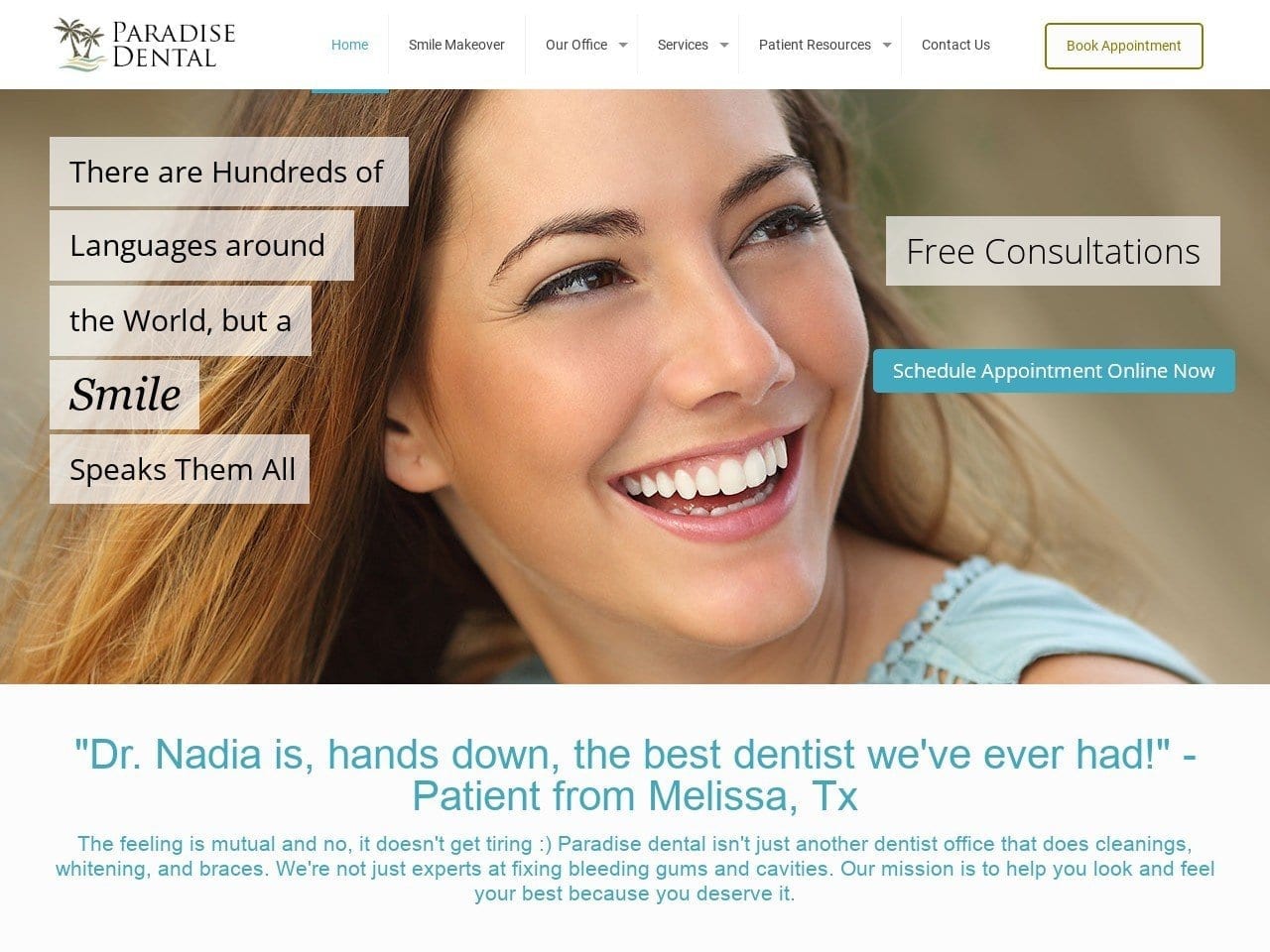 Paradise Dental Pa Website Screenshot from paradisedentalpa.com