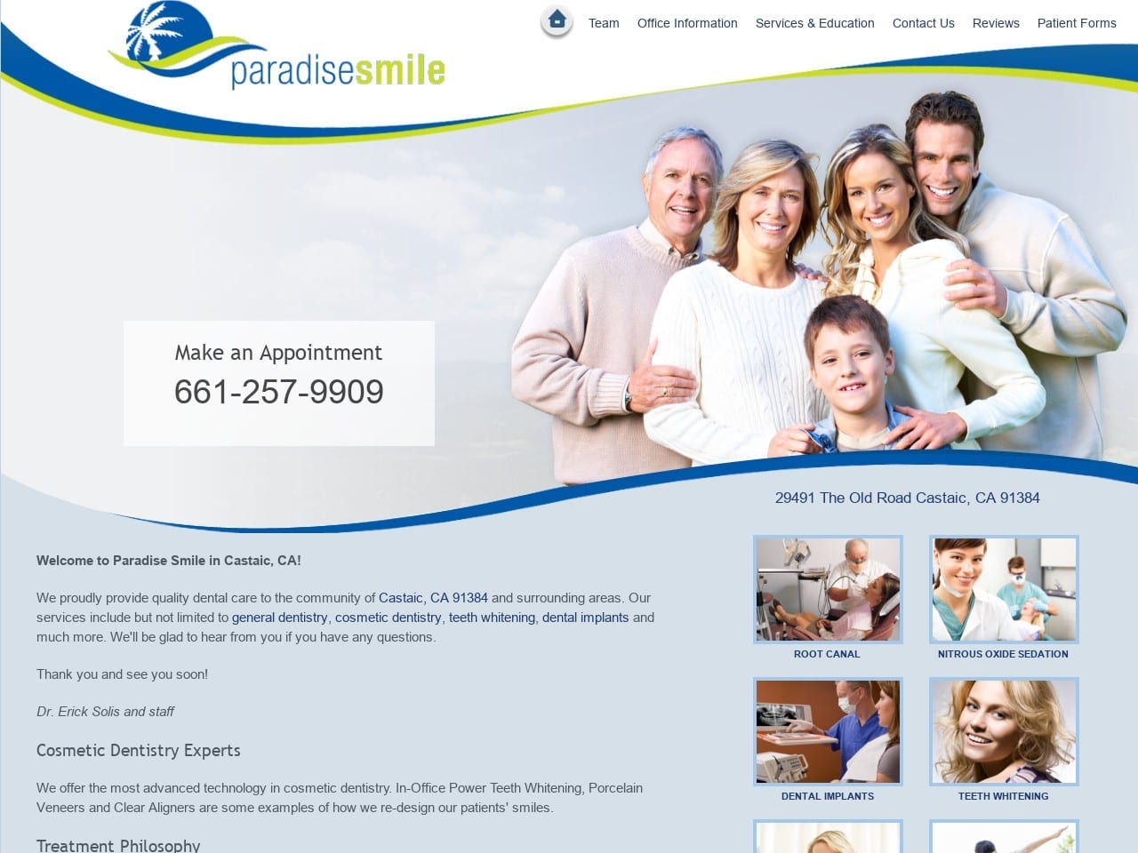 Paradise Smile Dental Website Screenshot from paradisesmile.com