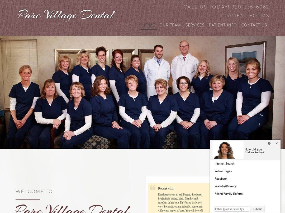 Parc Village Dental Website Screenshot from parcvillagedental.com