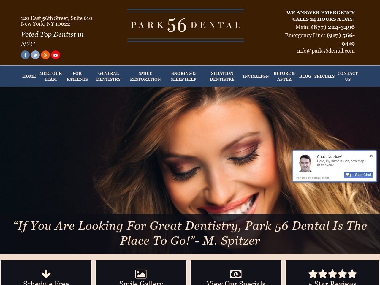 Dr. Jeffrey Rabinowitz DMD Website Screenshot from park56dental.com