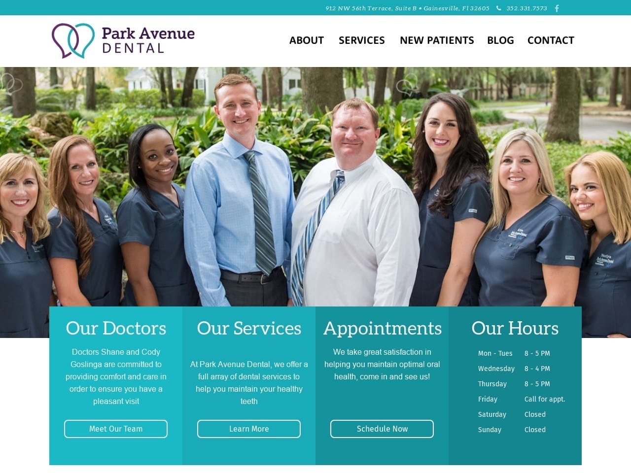 Park Avenue Dental Website Screenshot from parkavenuedentalgnv.com