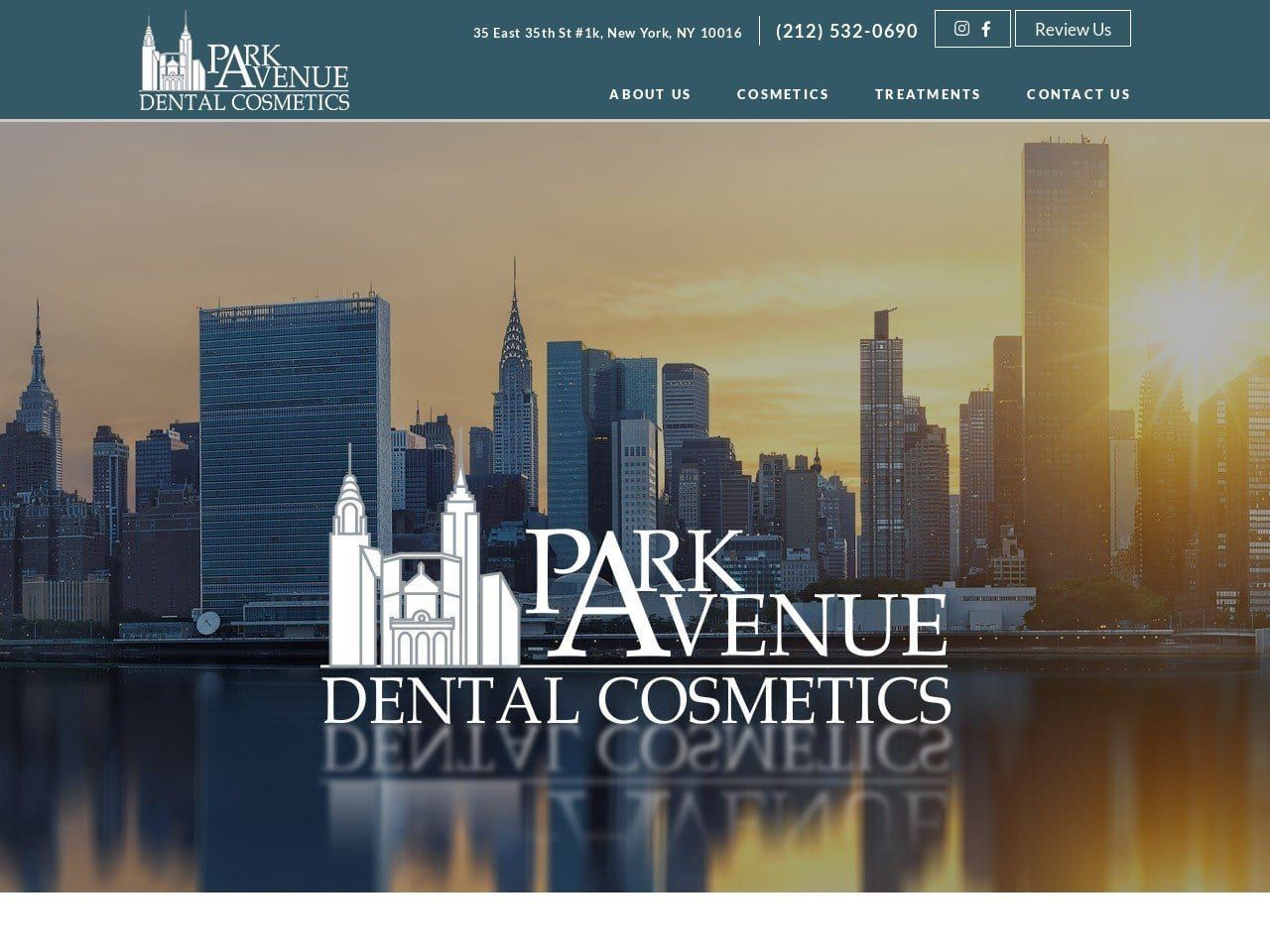 Park Avenue Dental Cosmetics Website Screenshot from parkavenuedentistnyc.com