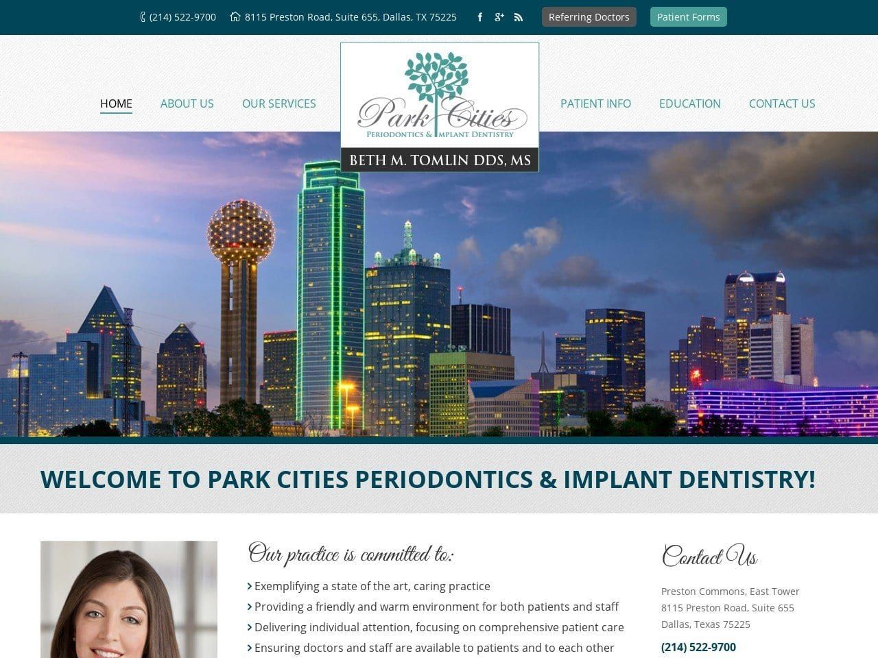 Park Cities Periodontics Dentist Website Screenshot from parkcitiesperio.com