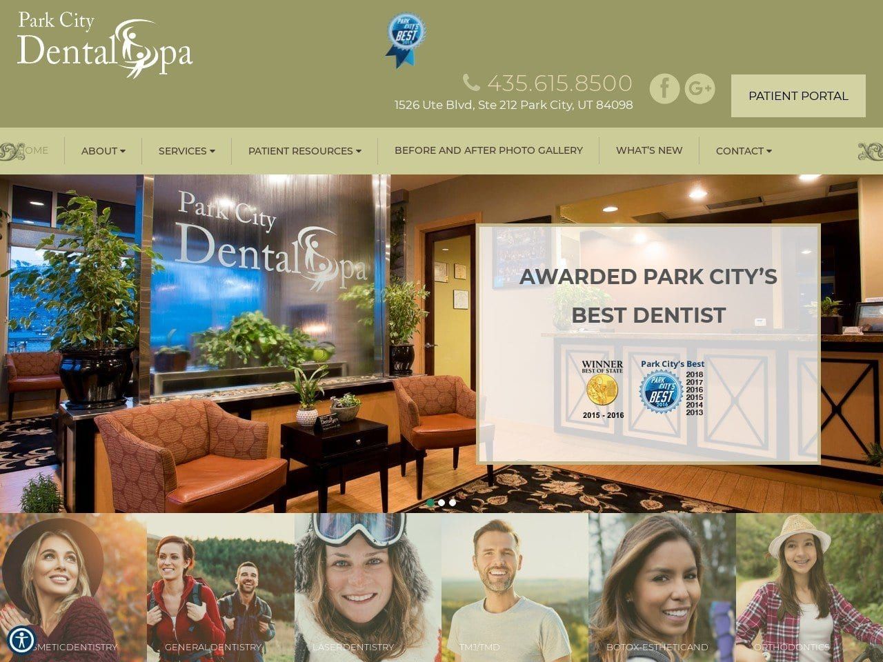 Park City Dental Spa Website Screenshot from parkcitydentalspa.com