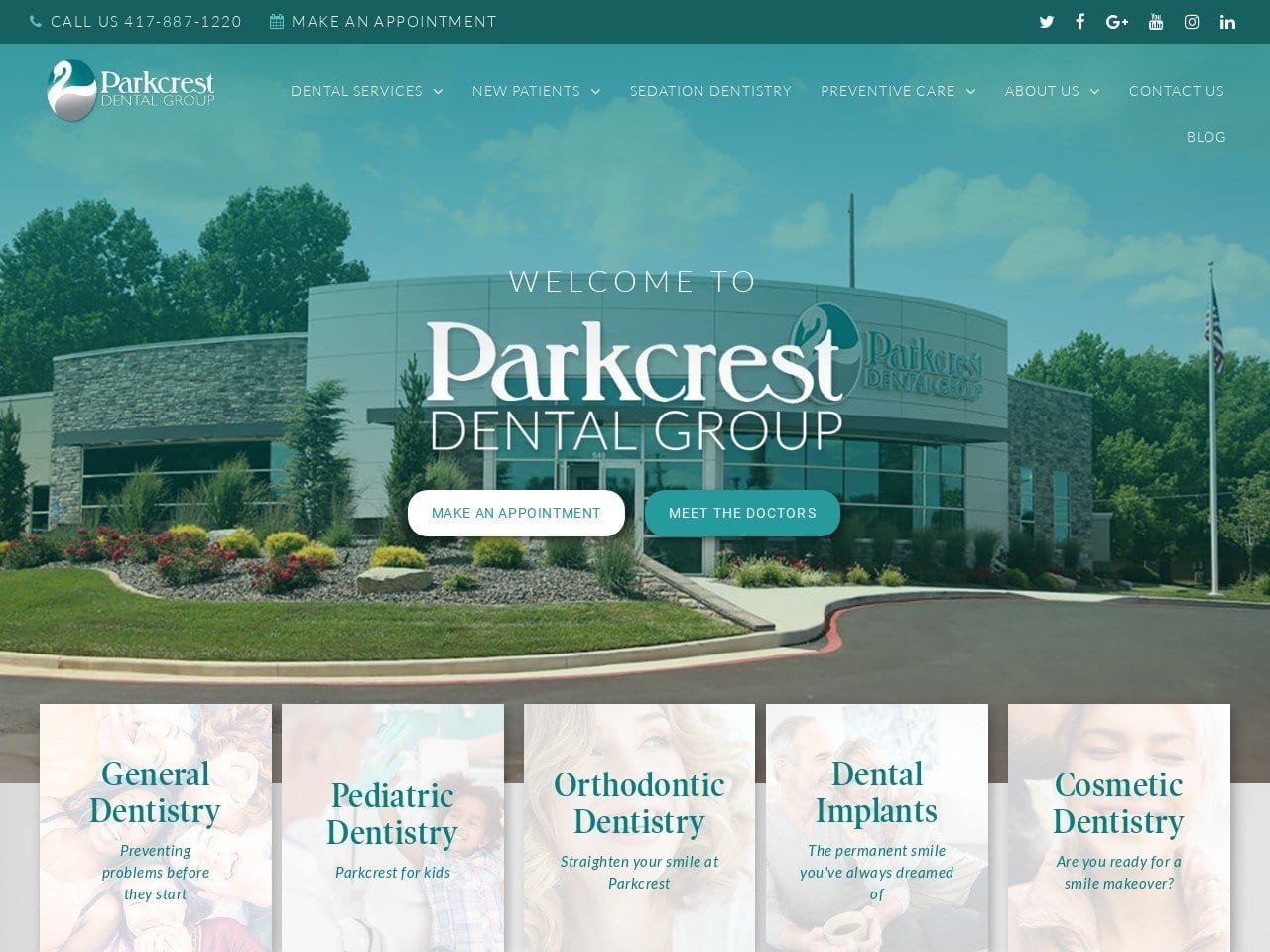 Parkcrest Dental Group Website Screenshot from parkcrestdental.com