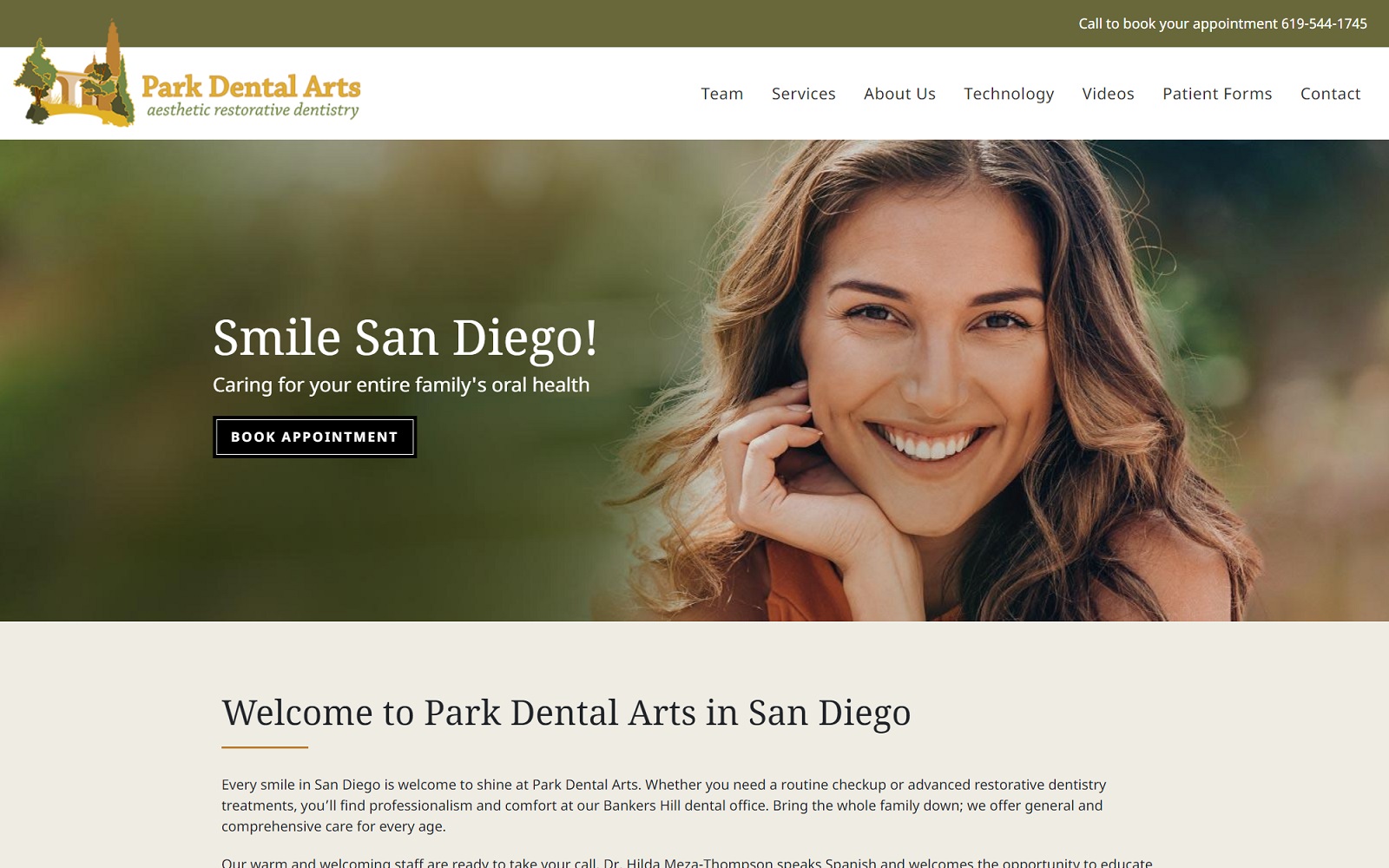 parkdentalarts.com screenshot