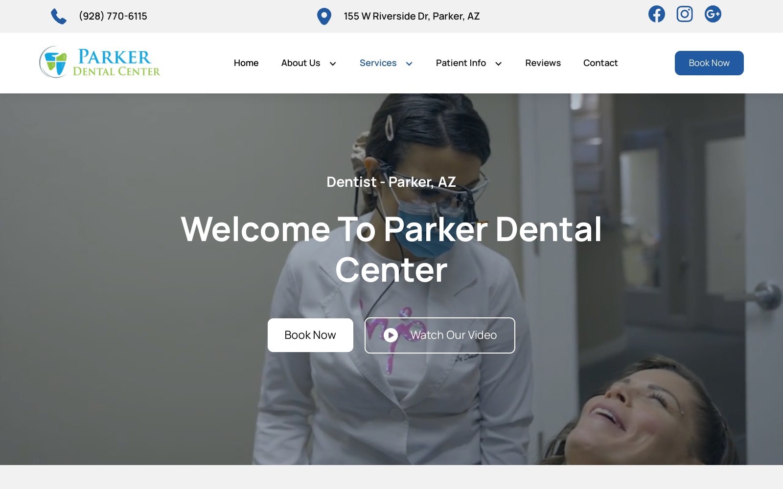 parkerdentalcenteraz.com screenshot