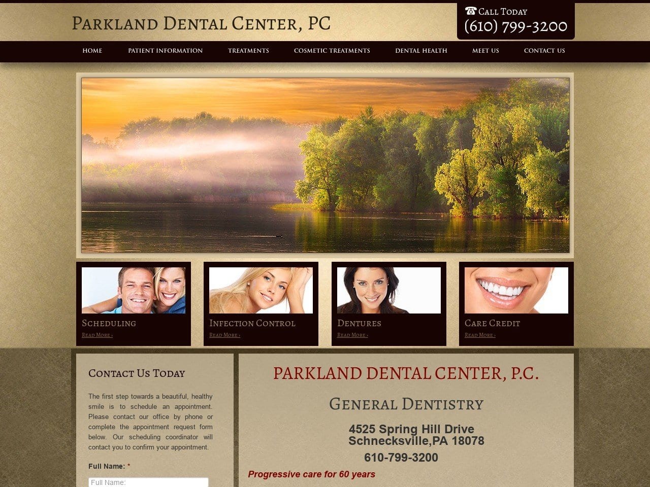 Parkland Dental Center PC Website Screenshot from parklanddentalcenter.com