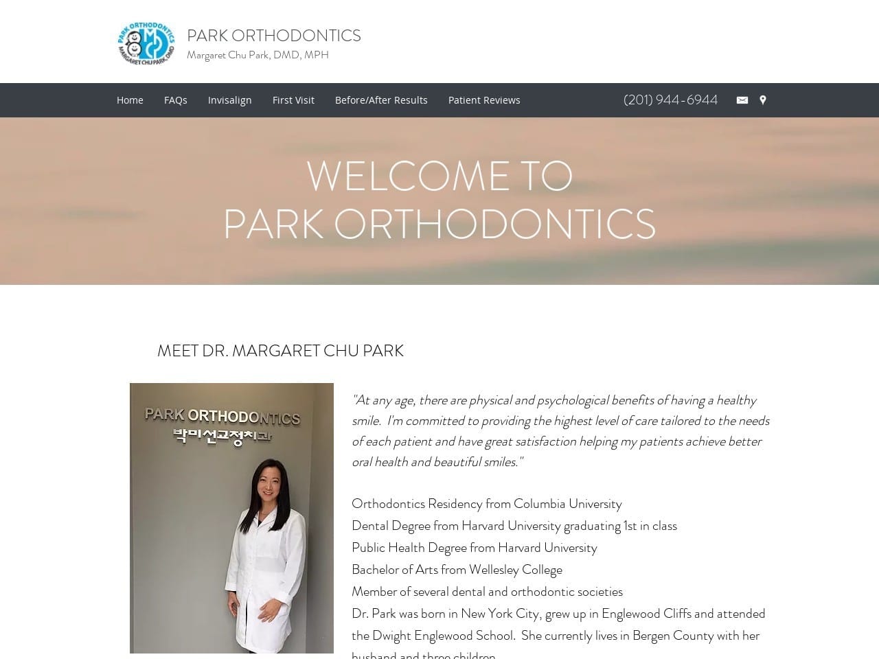 Park Orthodontics Website Screenshot from parkorthodontics.com