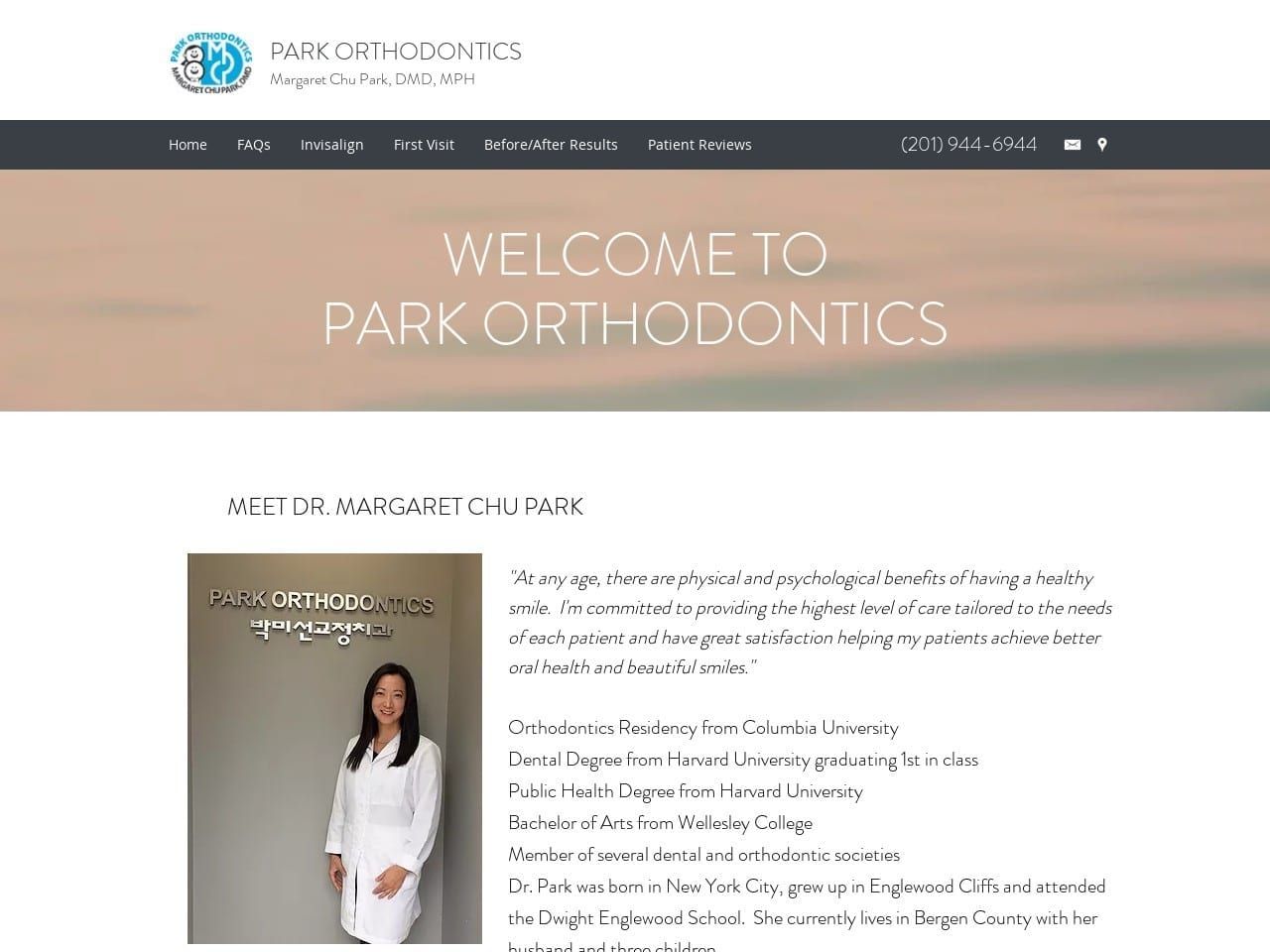 Park Orthodontics Website Screenshot from parkorthodontics.com