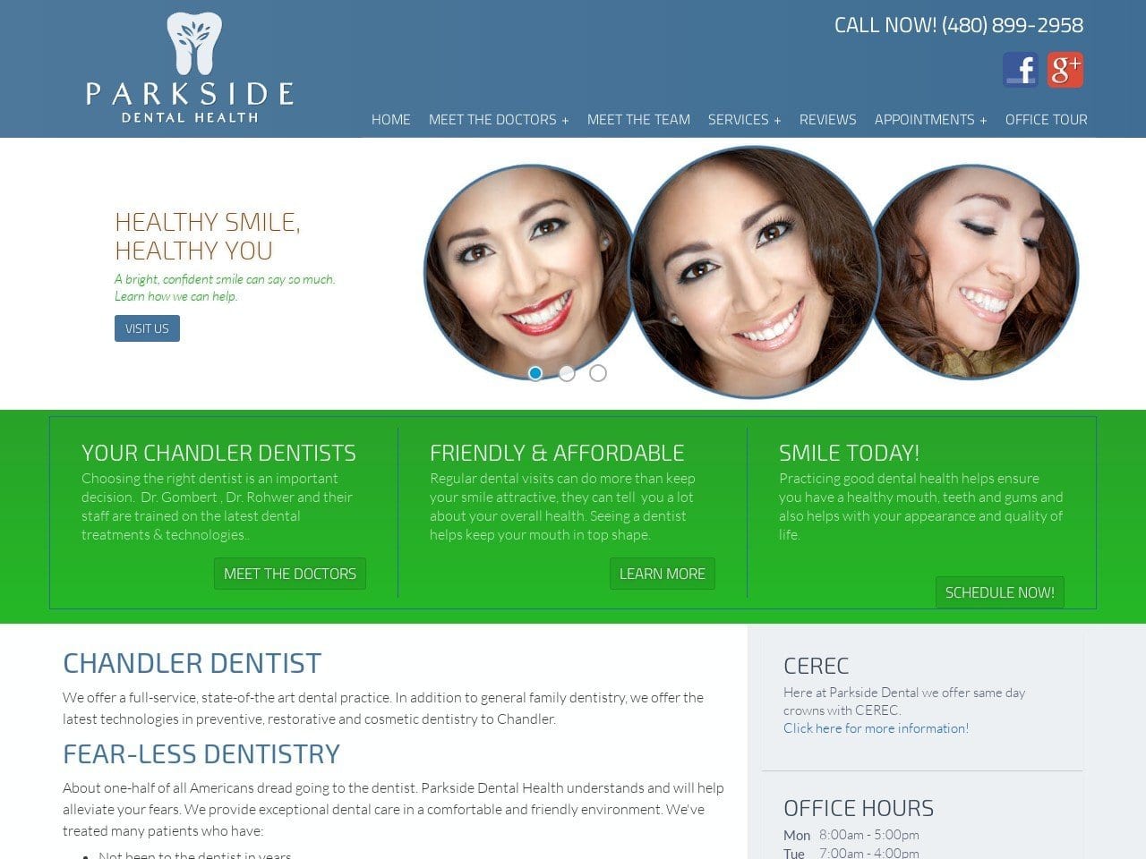 Parkside Dental Health Website Screenshot from parksidedentalhealth.com