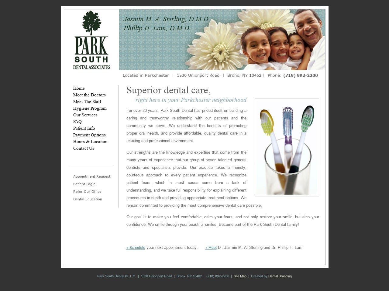 Park South Dental Website Screenshot from parksouthdentalassociates.com