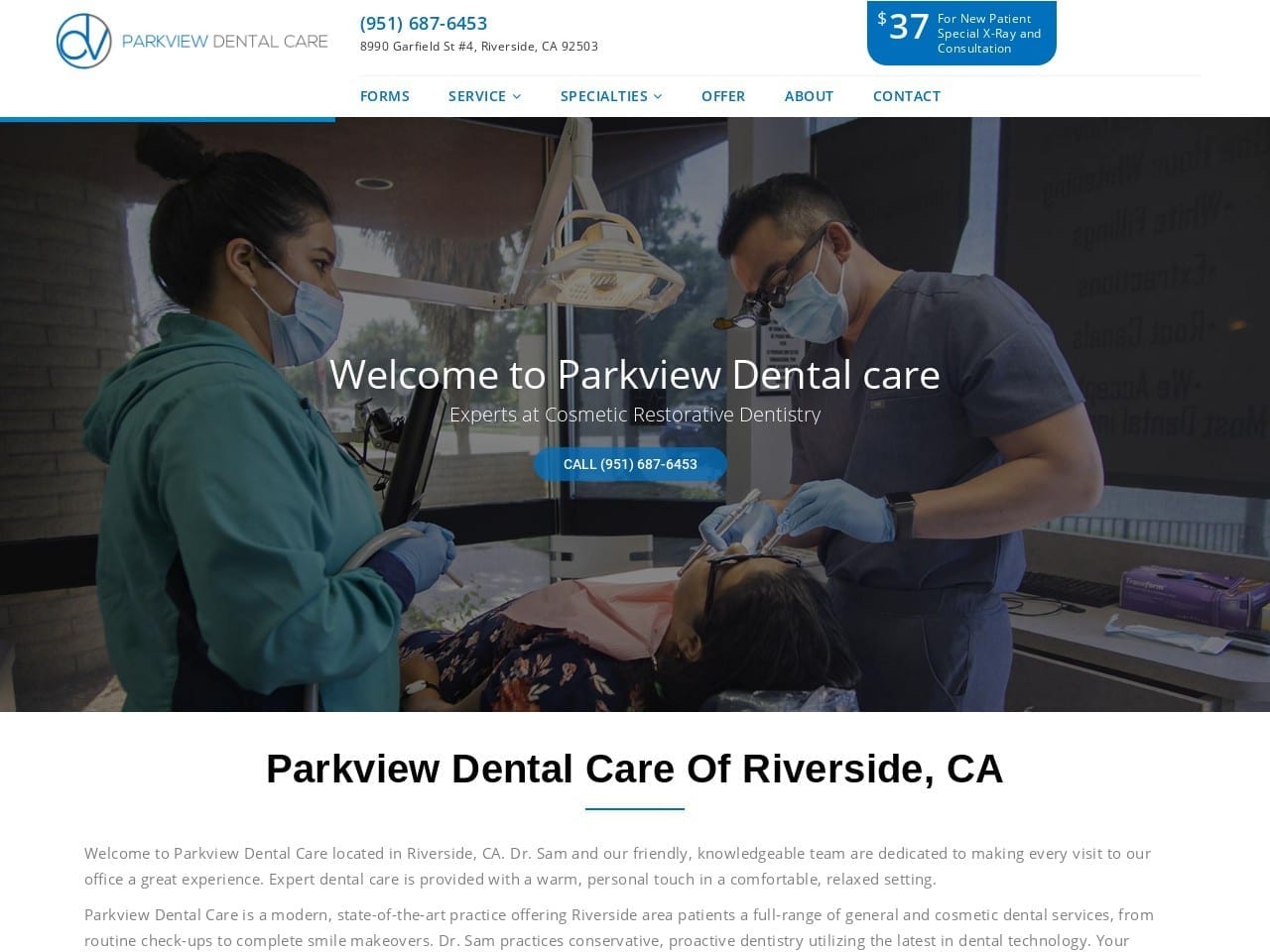 Parkview Dental Mohammad Ali Zareh Dds Website Screenshot from parkviewdentalcare.com