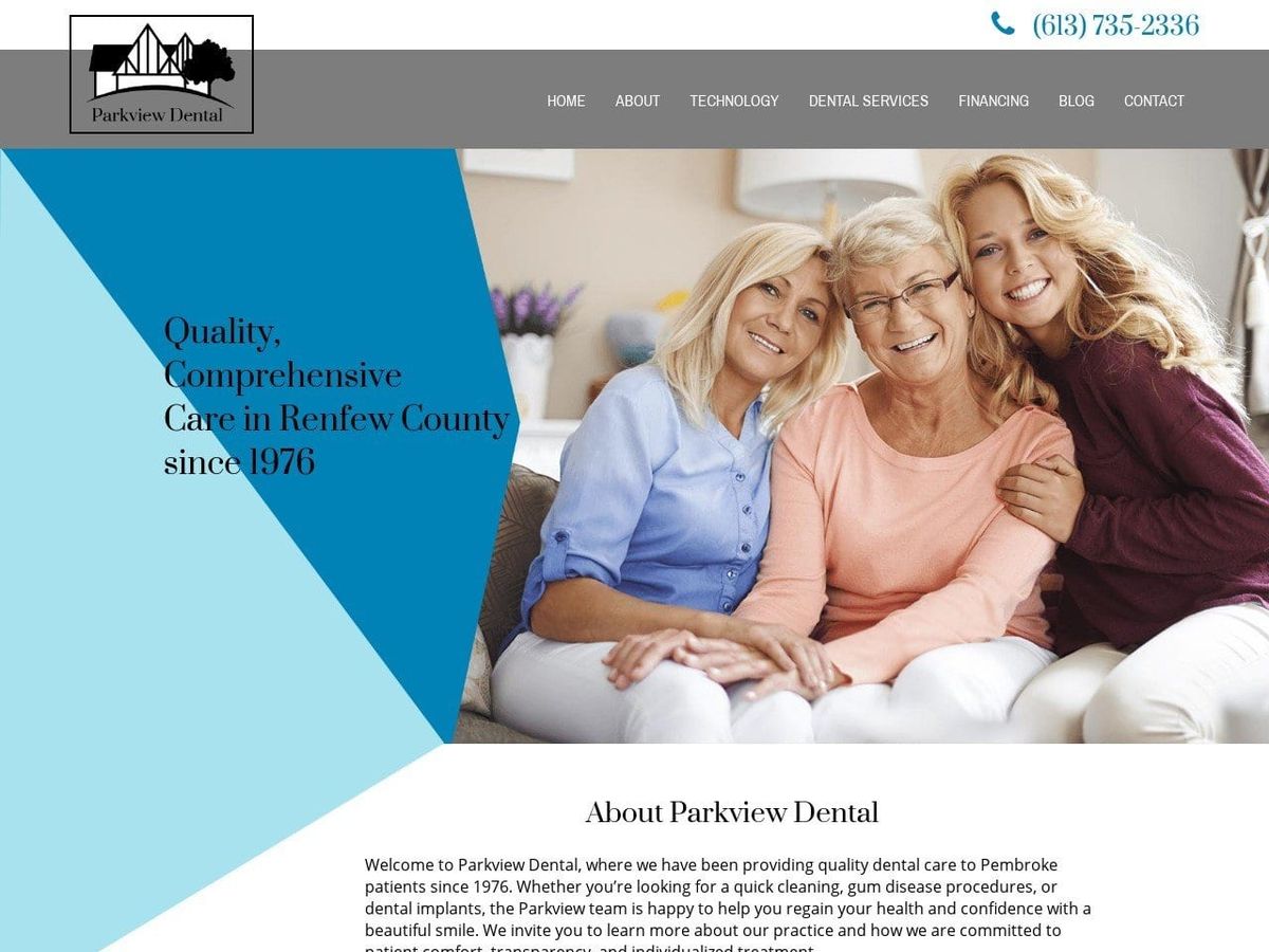 Parkview Dental  Clinic Website Screenshot from parkviewdentalclinic.com