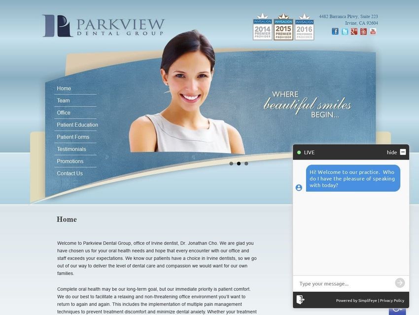 Parkview Dental  Group Website Screenshot from parkviewdentalgroup.com
