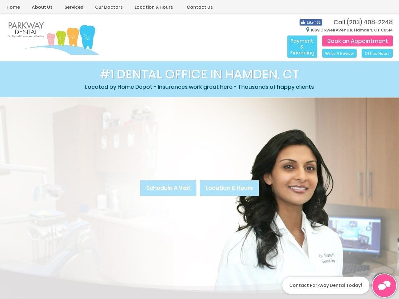 Parkway Dental Website Screenshot from parkwaydentalct.com