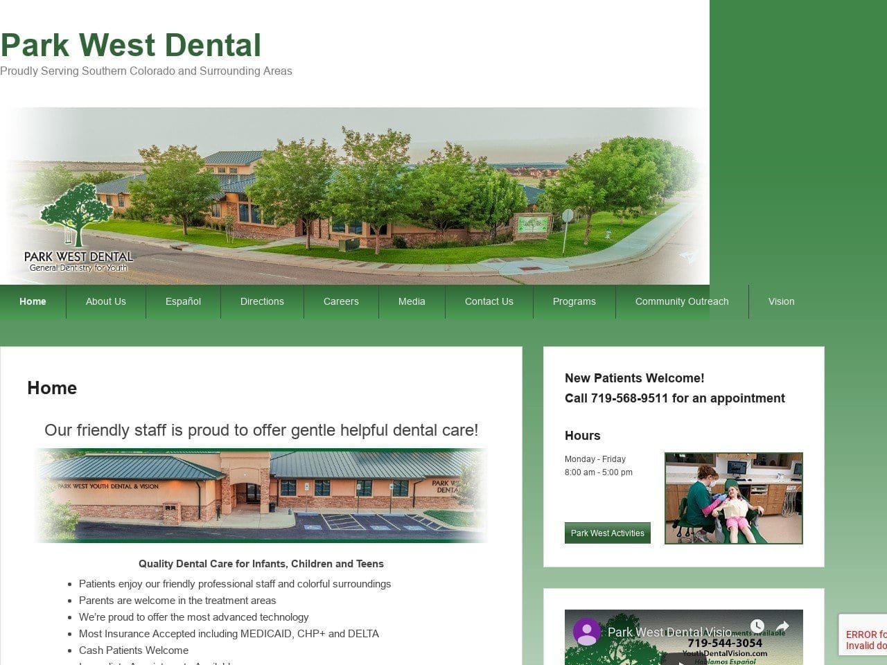 Park West Dental Website Screenshot from parkwestdentaloffice.com