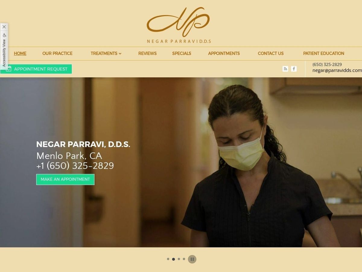 Dr. Negar Parravi Website Screenshot from parravidds.com