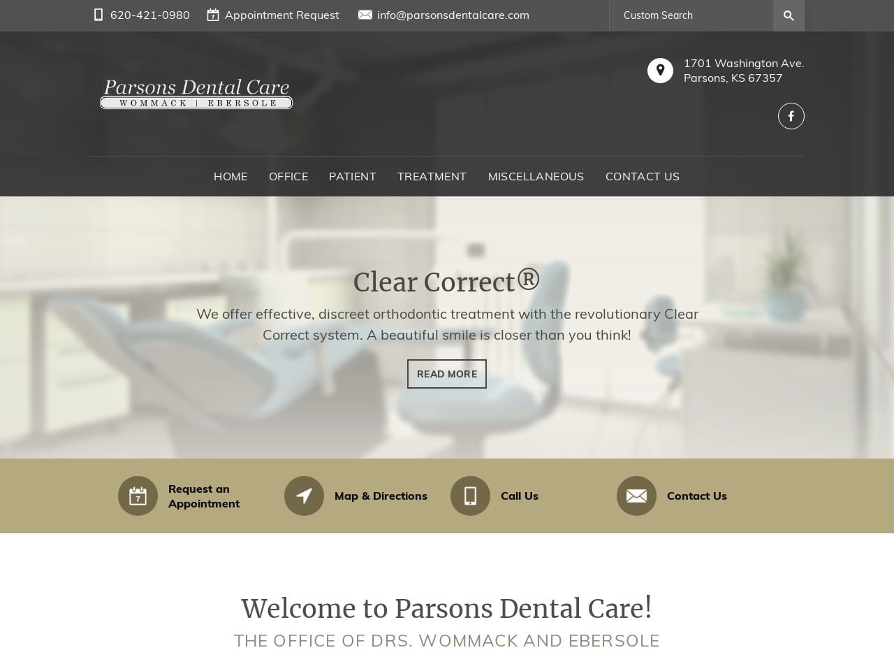 Parsons Dental Care Website Screenshot from parsonsdentalcare.com