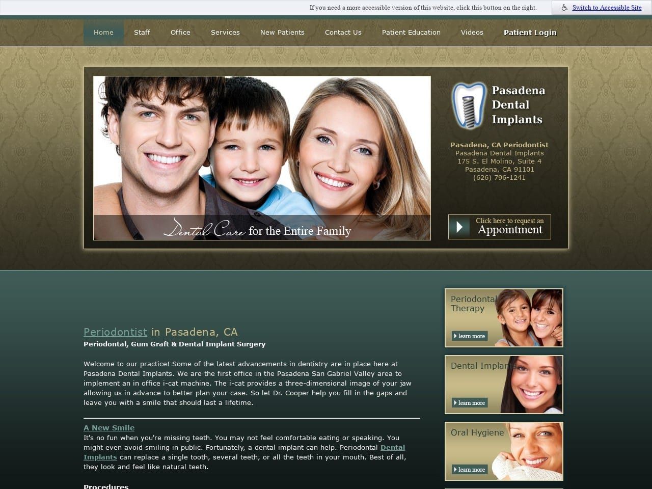 Dr. Peter G. Cooper DDS Website Screenshot from pasadenadentalimplants.com